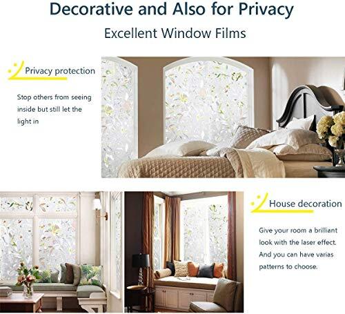 Window Film, Decorative Window Privacy Film, 3D Stained 17.5 x 78.7 Inch 3d