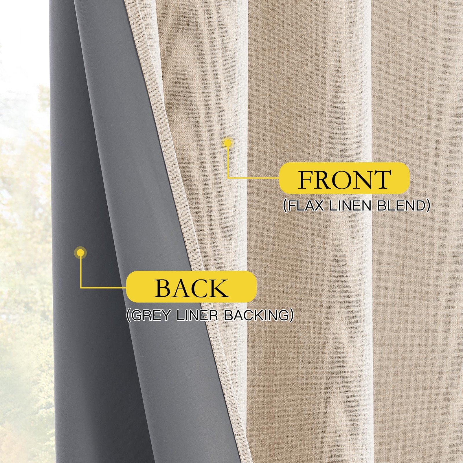 100% Blackout Short Curtains for Windows, 2 Panels Set, W42 x L54 Each, Beige…