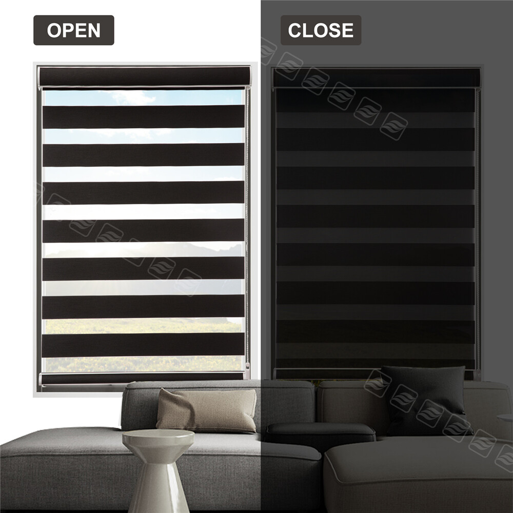 CUSTOMcut Horizontal Window Shade Blind Zebra Dual Roller Blinds Day and Night