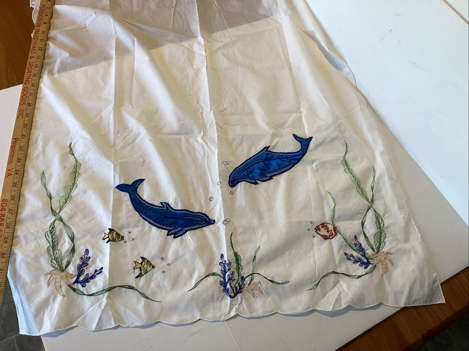 Unbranded curtain set of 4 2 curtains 2 sways fish ocean cross stitch beach