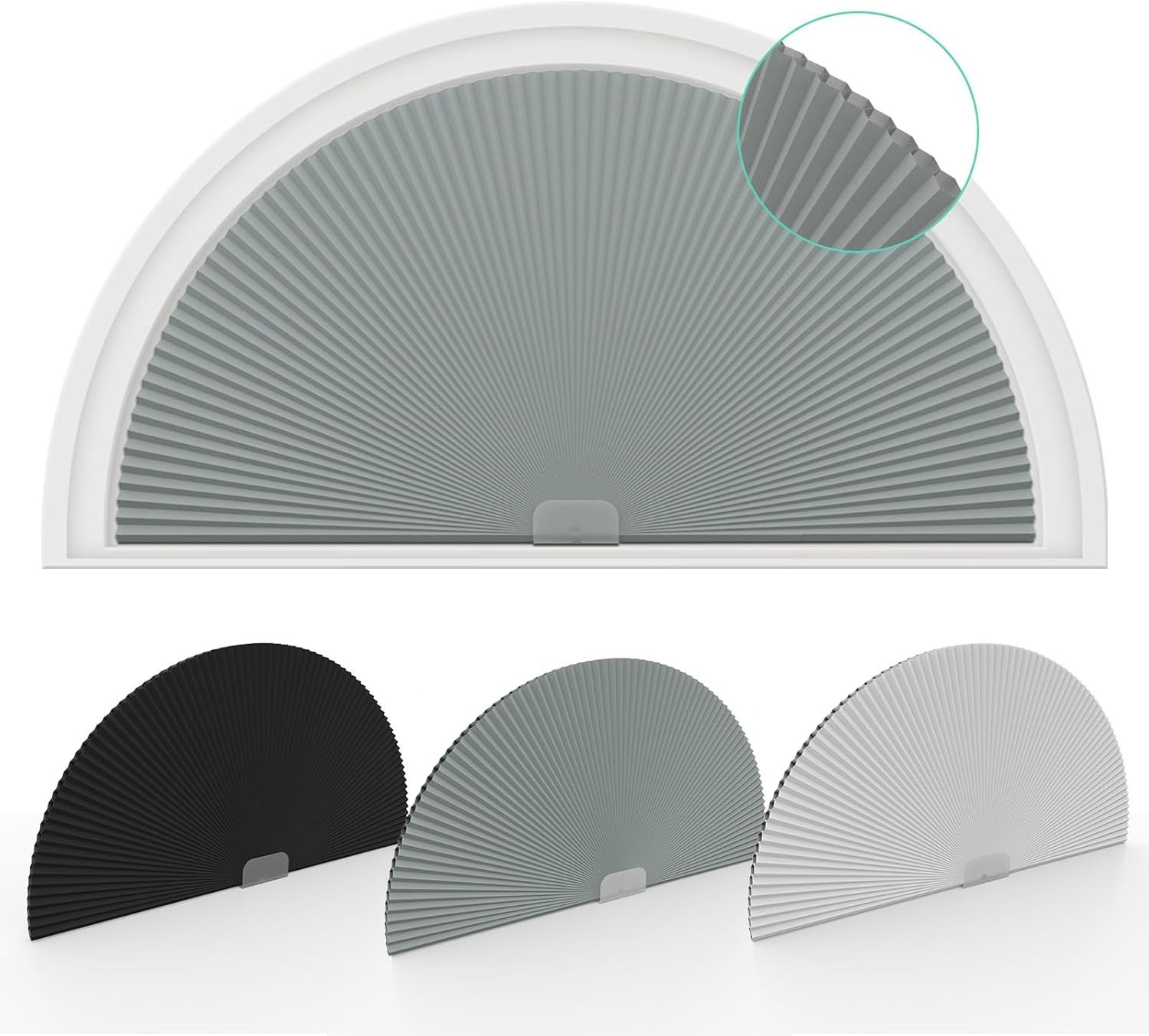 Blackout Cellular Shades Window Coverings for Arches 24 Inch Radius No Drill
