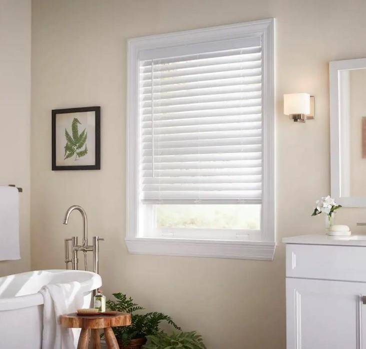 White Cordless Room Darkening 2″ Faux Wood Blind for Window 28″W x 54″L