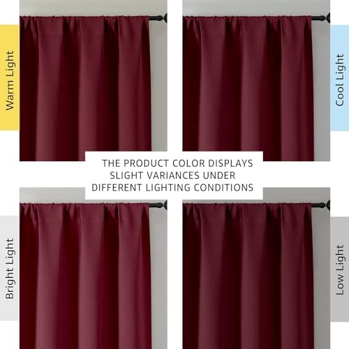 Sally Short Blackout Curtains for Bedroom 40″W x 54″L (Pack of 2) Burgundy