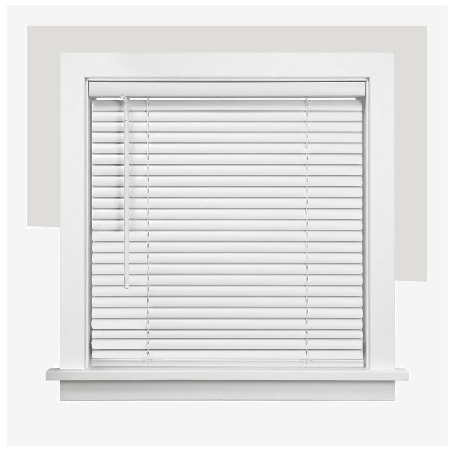 Cordless Mini Blinds for Indoor Windows, 29″ W x 48″ H, White Vinyl 1″ Slats …