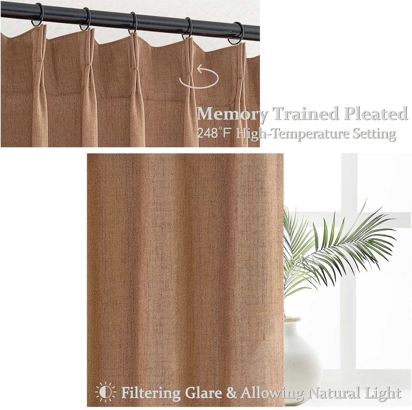 Burnt Orange Fall Sheer Curtains for Living Room/Bedroom 84 Inch Length 2 Panels