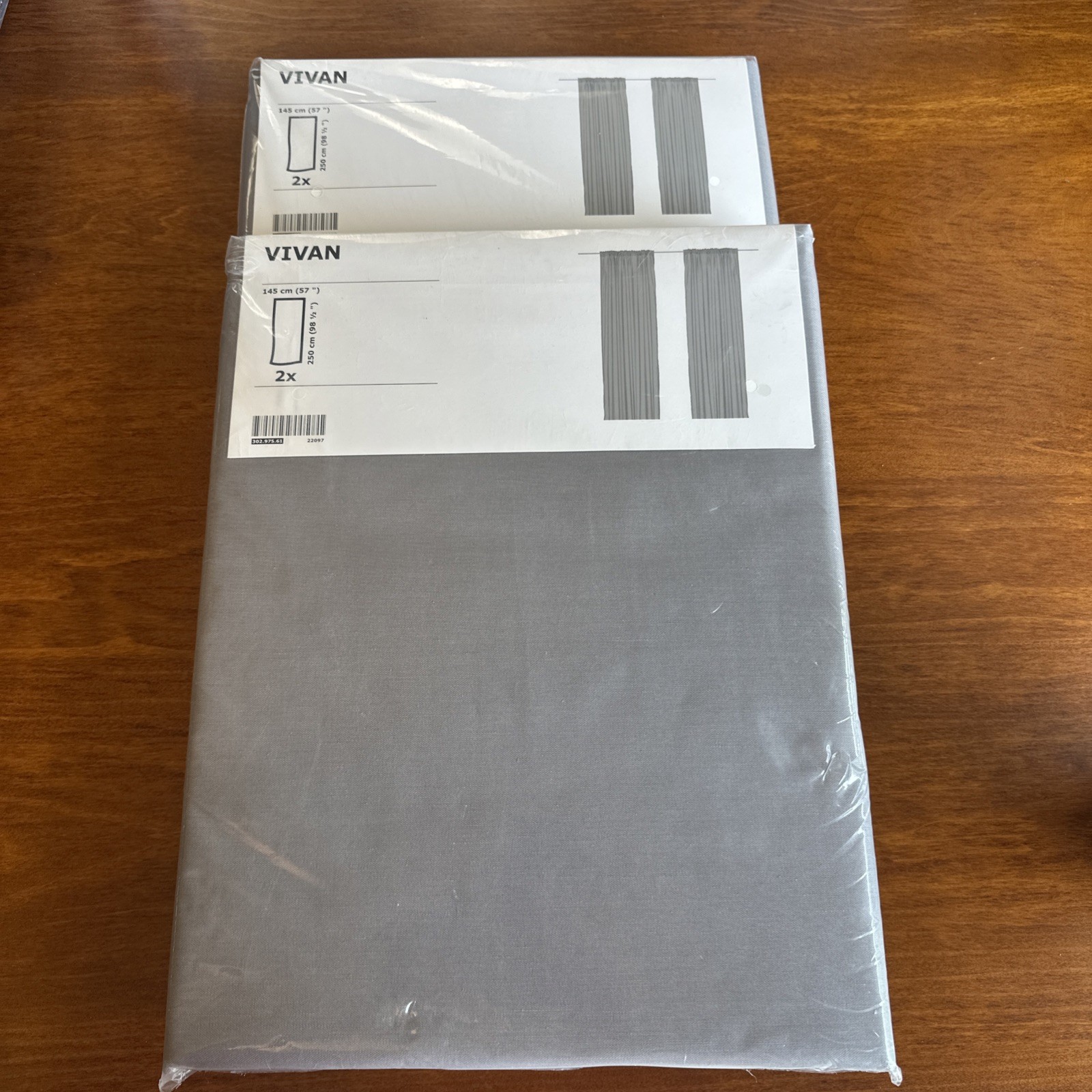 2 Packs Ikea Vivan Gray Curtains 4 Panels 98.5″x57″ NEW In Packaging