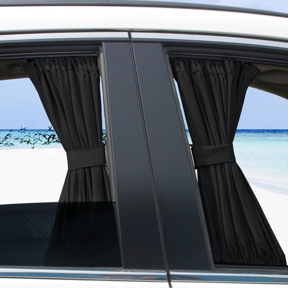 2pcs Universal Car Side Window Curtains – Foldable UV Protection Sunshade – NEW