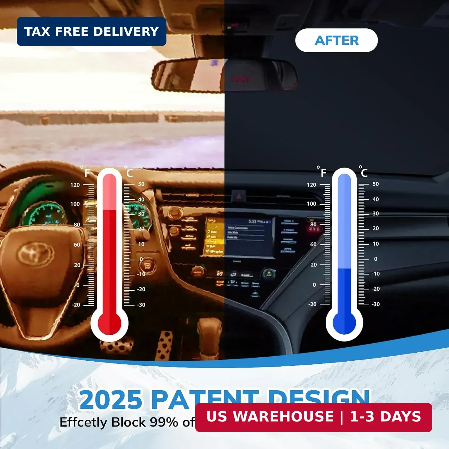 Windshield Sun Shade New American Eagle Flag USA Patriotic Design – Folding Car