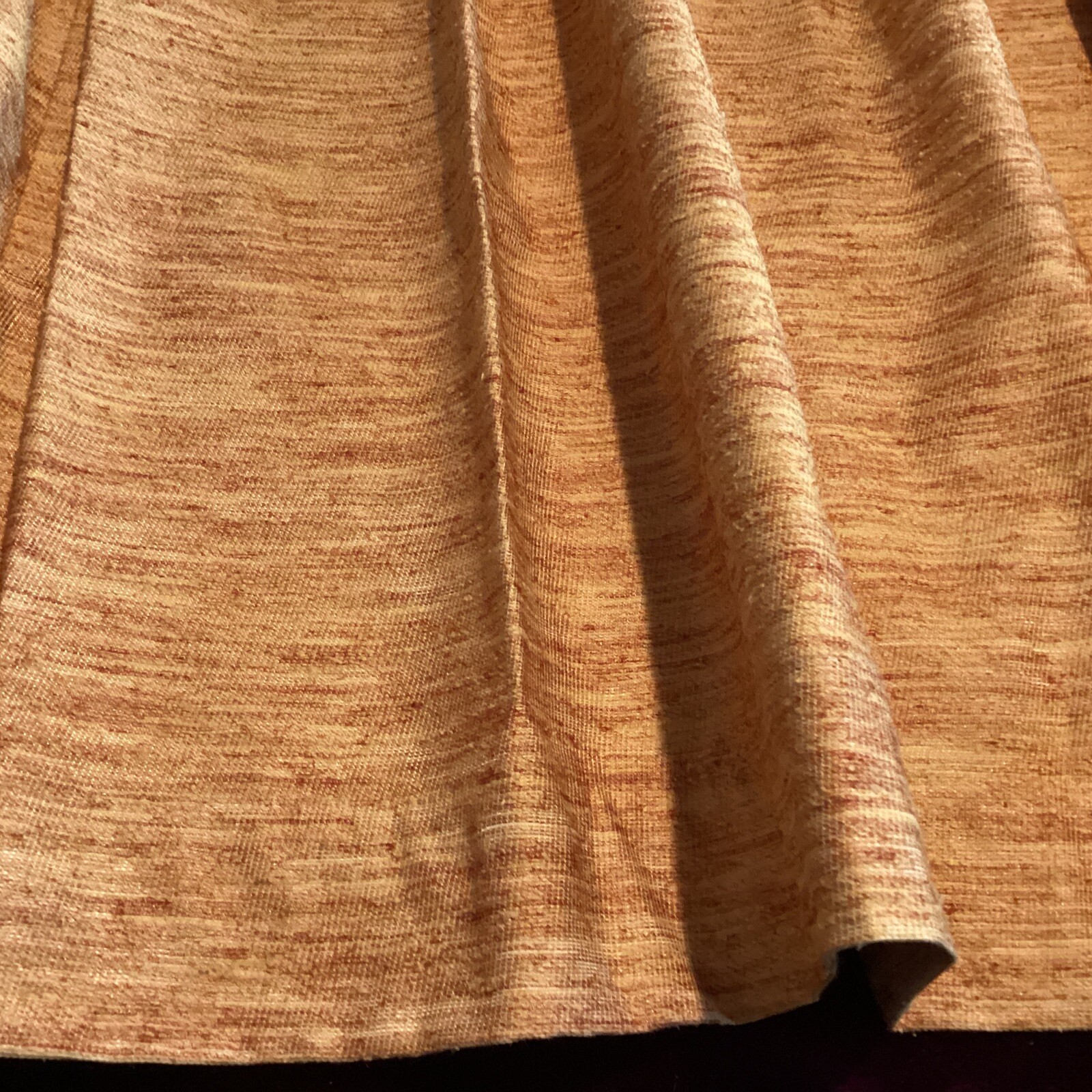 3 Panels Vintage Orange Woven Pattern Rubber Back Pinch Pleat Curtain Drapes
