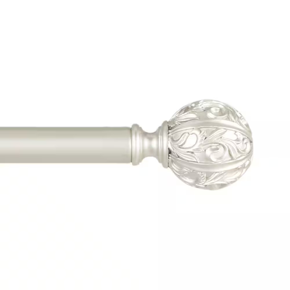 Vulcan 66 In. – 120 In. Adjustable 1 In. Single Curtain Rod Kit in Matte Nickel