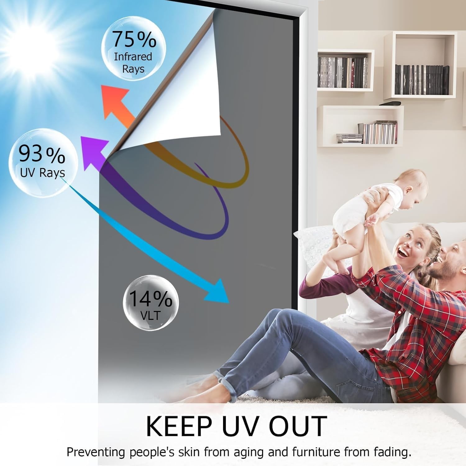 17.5 x 78.7 Inch One Way Window Tint – Reflective Film for Home & Office