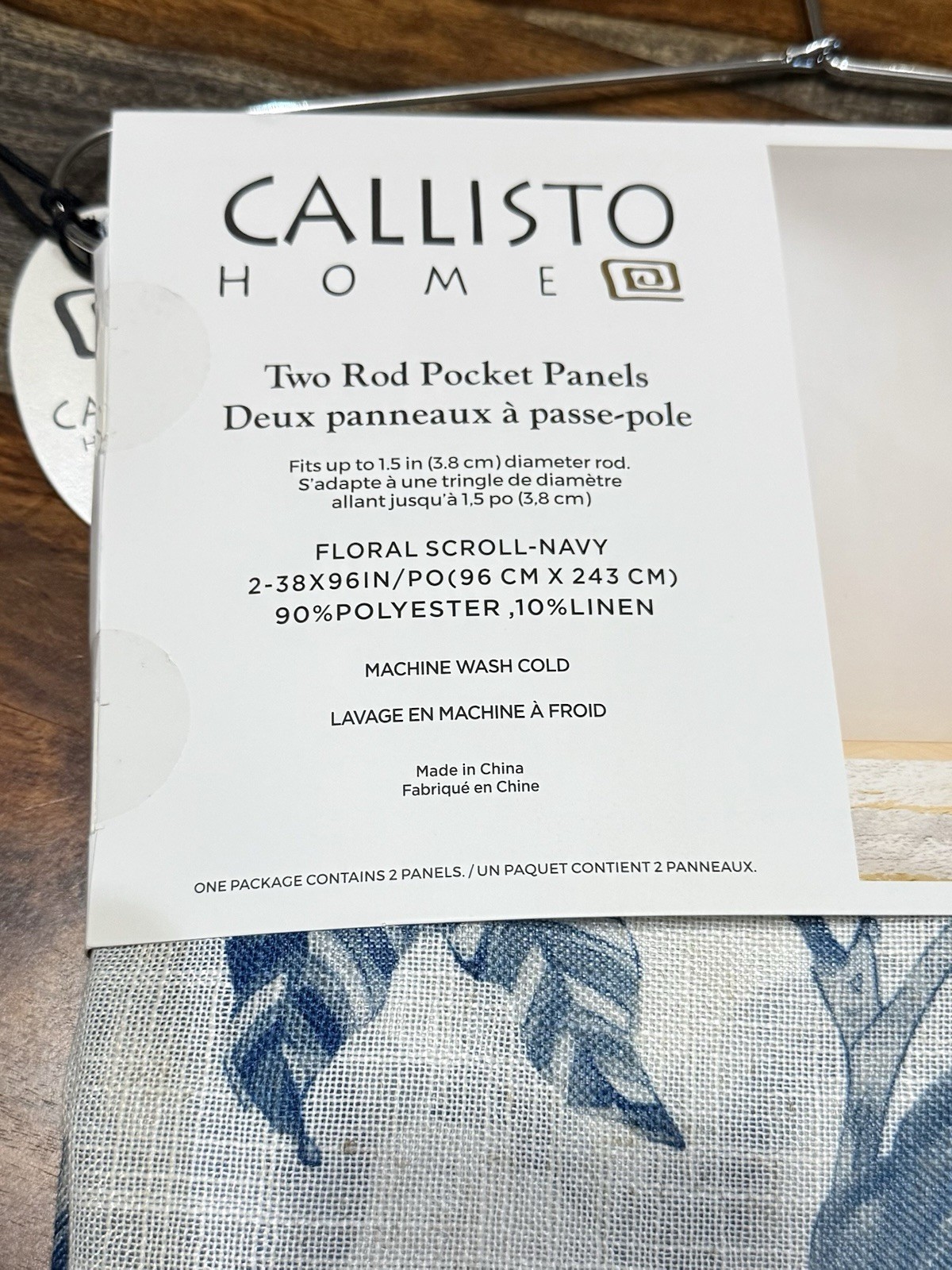 Callisto Home Linen Blue Floral Window Curtains Panels 38 X 96” Set Pair Drapes