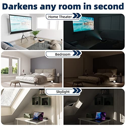 Portable Blackout Curtains 71×60 Inches Hook Loop Tape Adhesive Cuttable Window