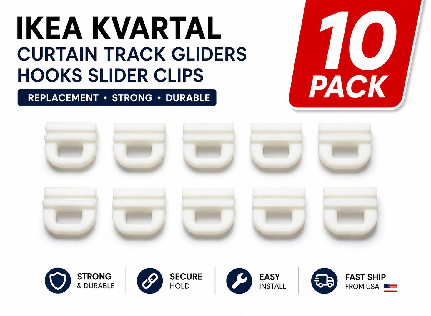 Curtain Hooks Slider Clips for IKEA KVARTAL 10x 20x Pack