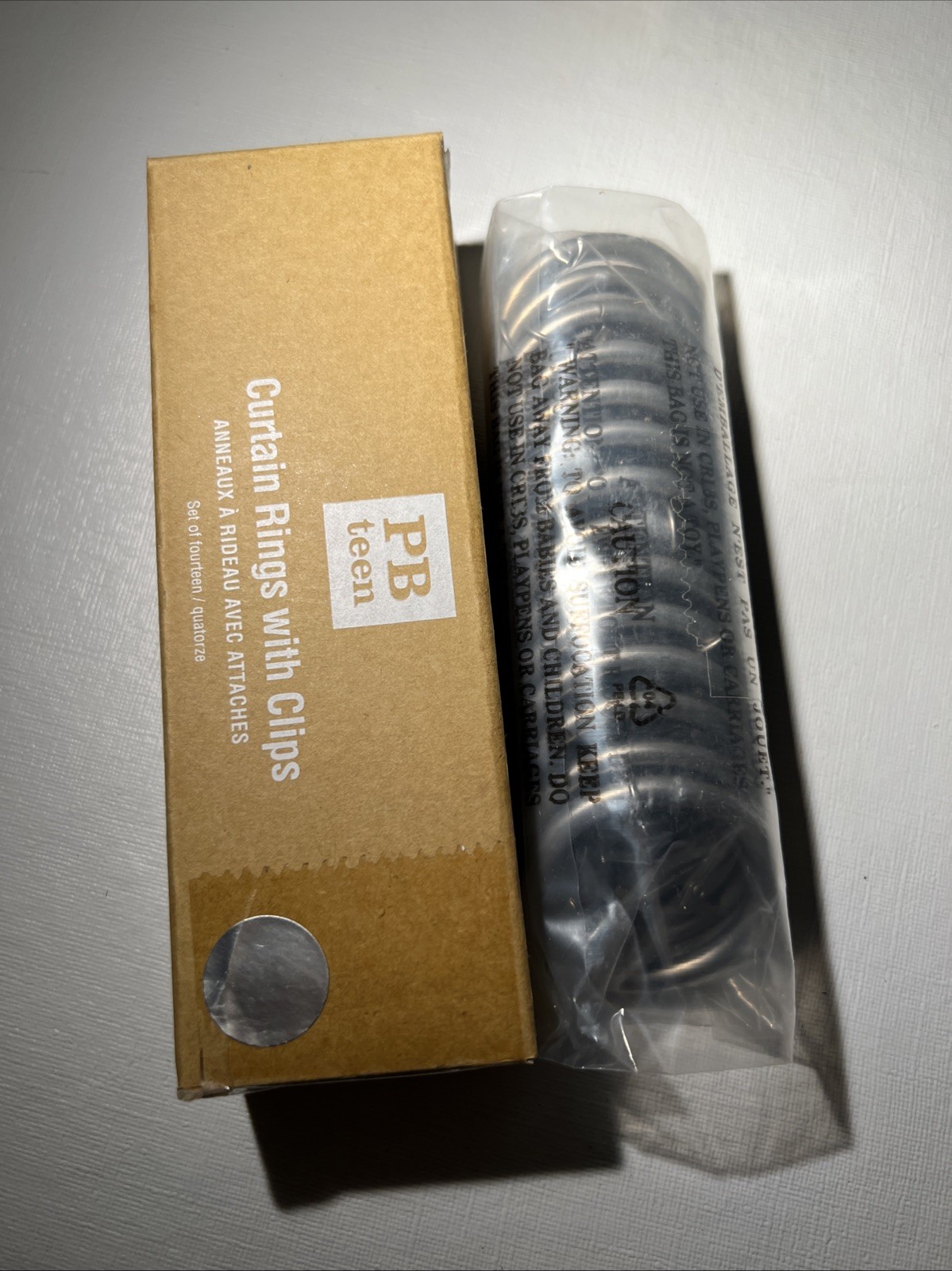 Pottery Barn Teen Curtain Rings w/ Clips Set of 14 Silver Finish PBteen