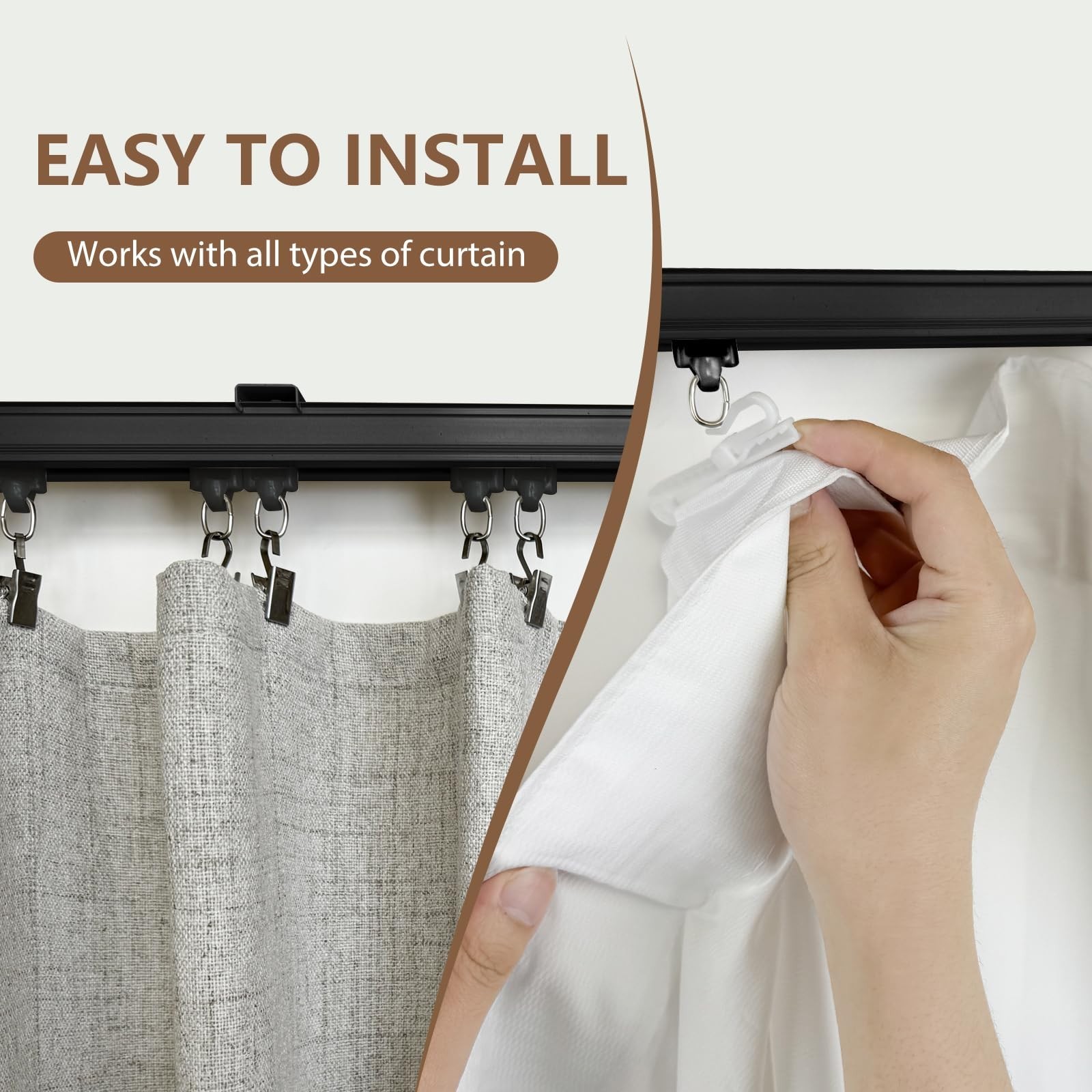 Curtain Tracks Ceiling Wall Mounted Heavy-Duty Curtains Rails Room Divider Tr…