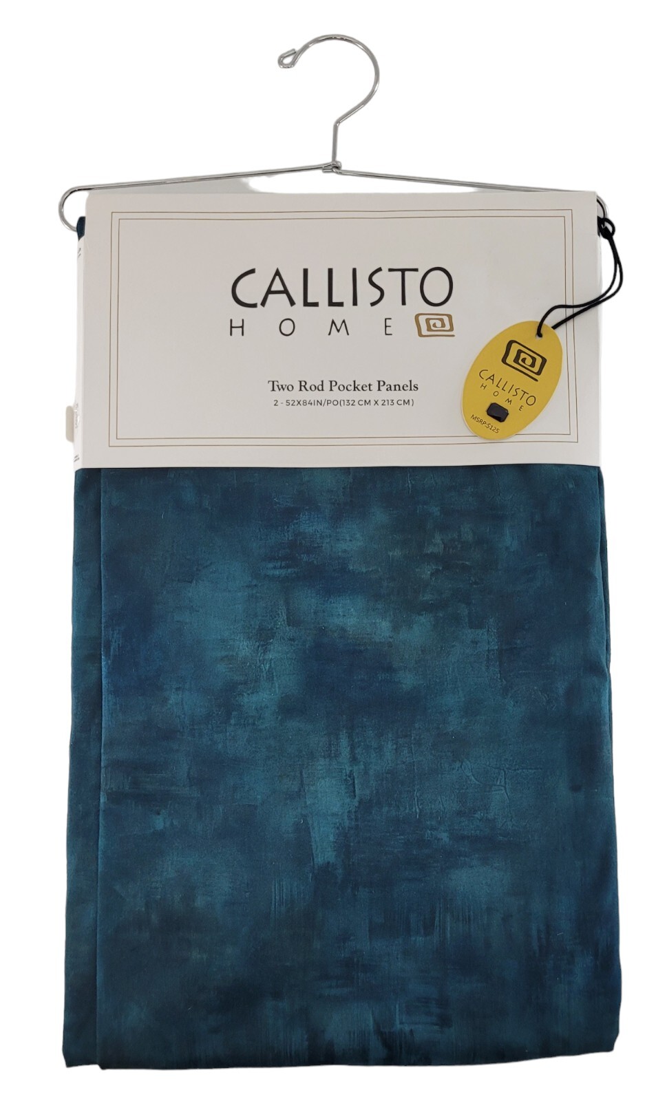 CALLISTO HOME 52 x 84 Scroll Turquoise Rod Pocket Curtains SET OF 2 PANELS