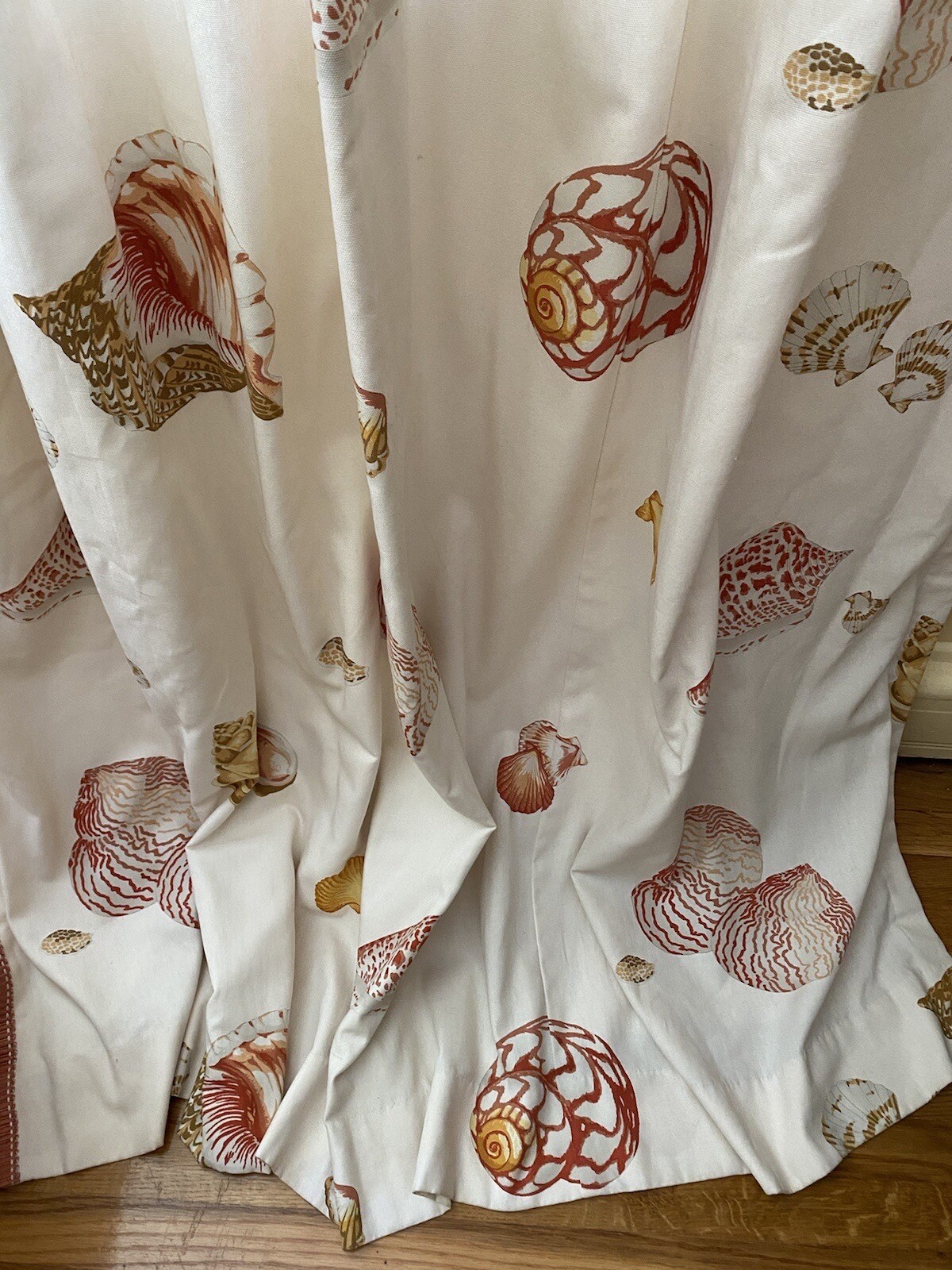 Stunning Shells Print Designer Custom Interlined Pinch Pleat Curtains 98×32 Each
