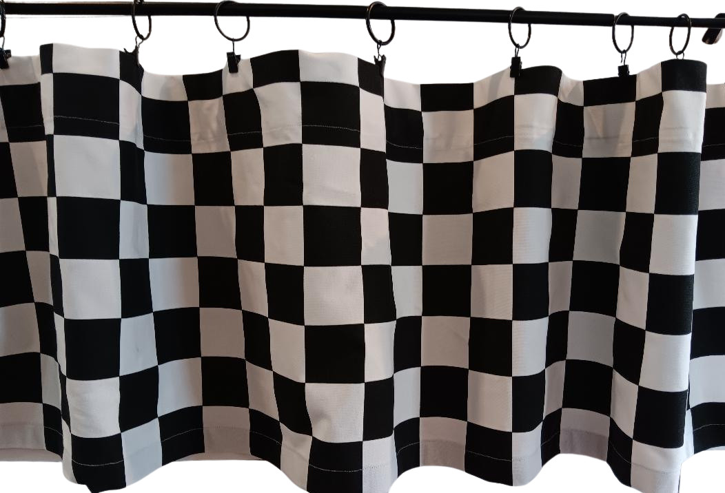 VALANCE Black and White Large Check Racecar Handmade 52″W x 15″L