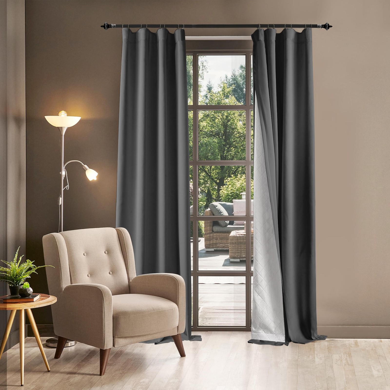 HZgekai Soundproof 100% Blackout Curtains 80 inches, 3 Layers Thermal Insulated