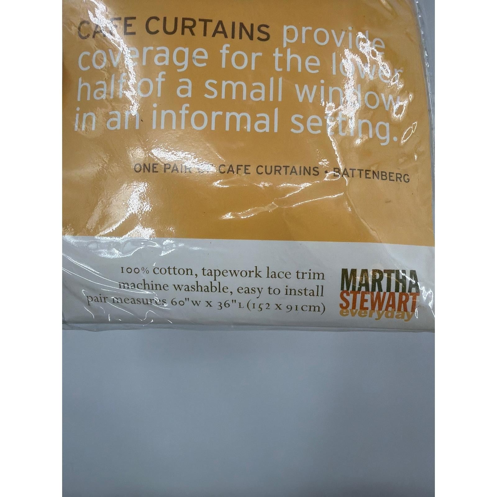 Martha Stewart Battenberg Lace Cafe Curtains 100% Cotton Cream 2 Pairs 36L 24L