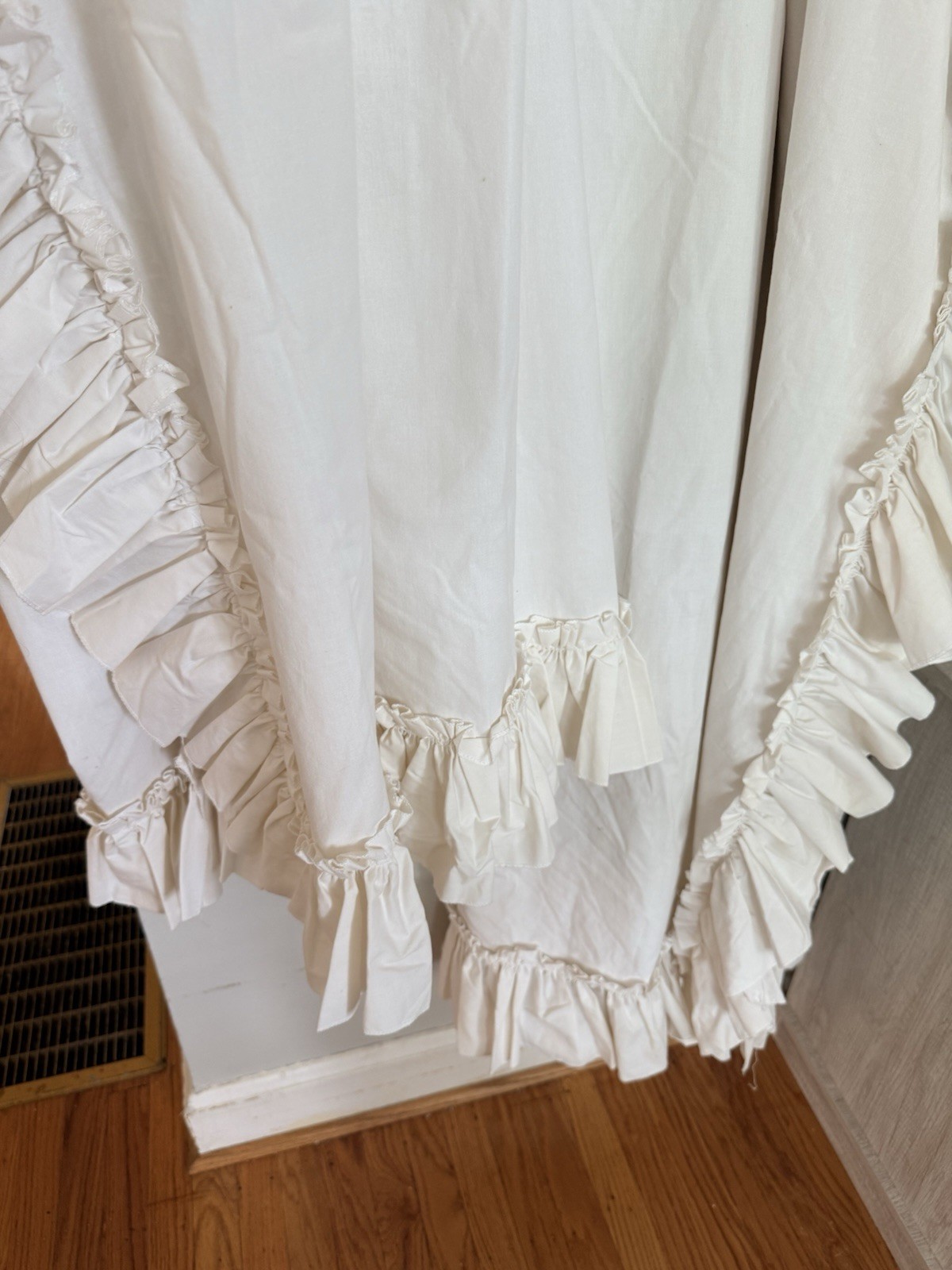 PAIR (2 PANELS) Off White Curtains Ruffle Edge 84”x80”