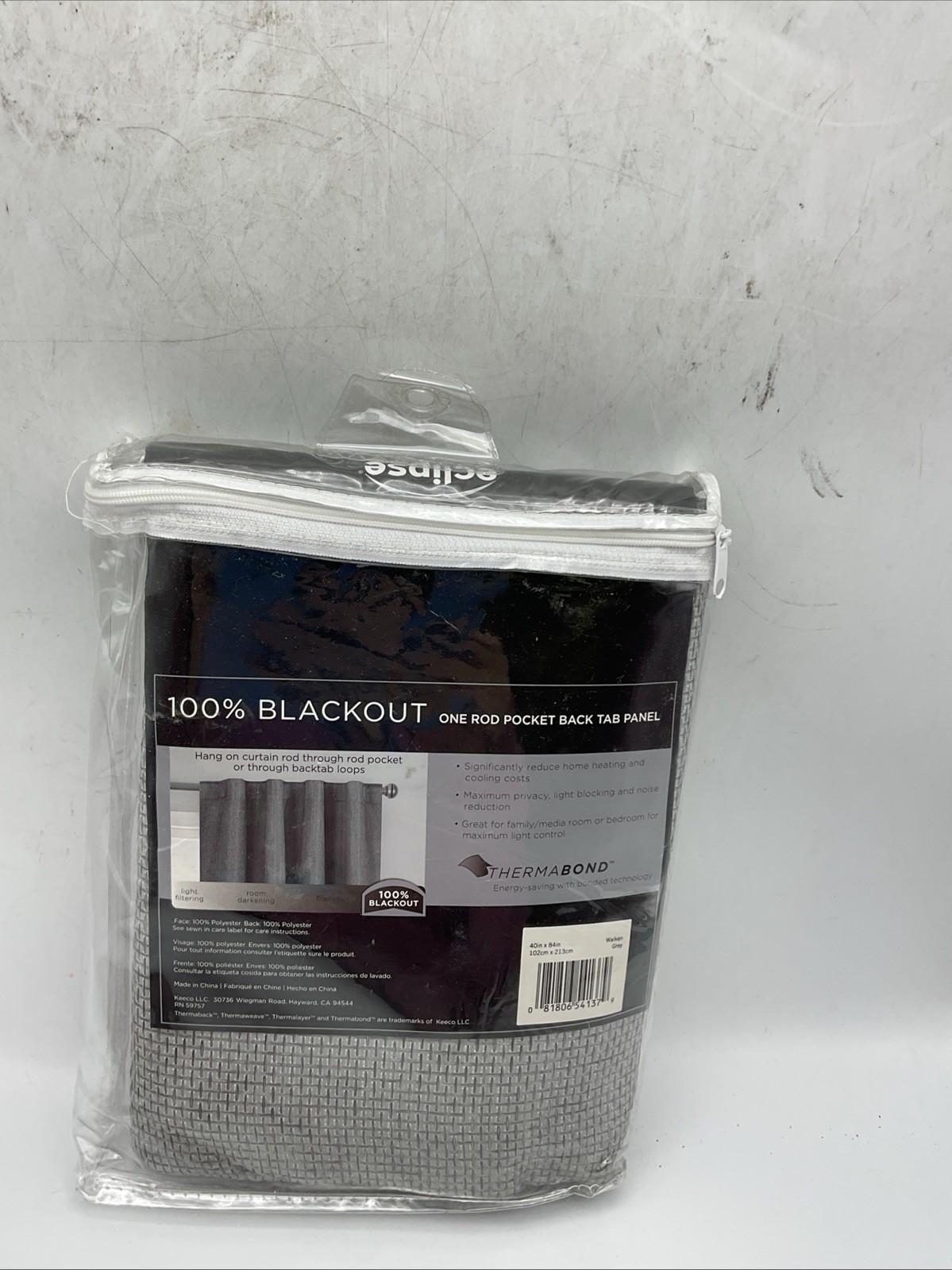 Eclipse 100% Blackout 40x84in Walden Grey One Rod Pocket Tab Panel