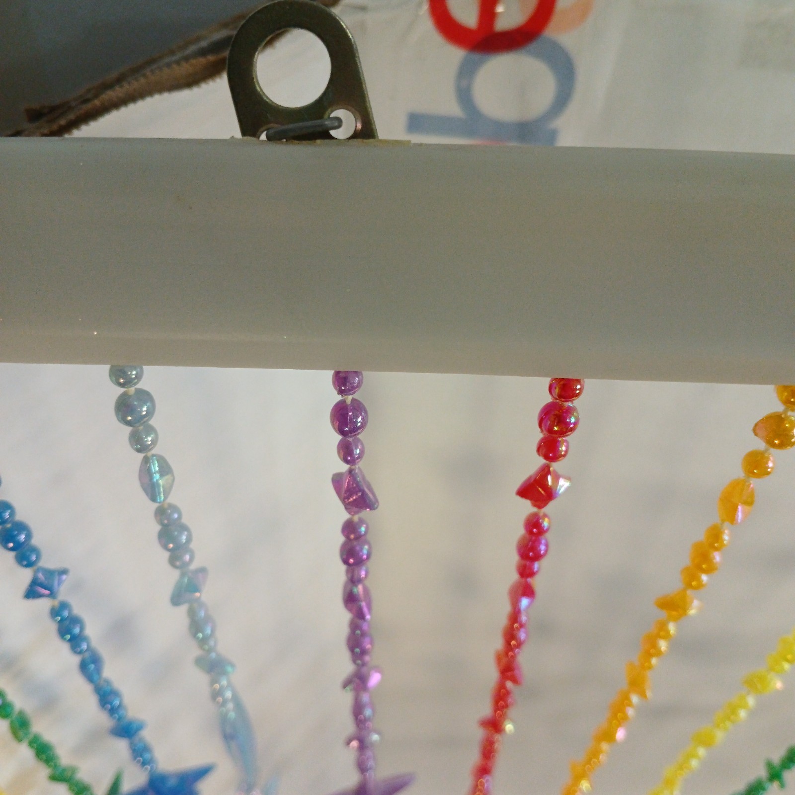 Vtg Y2K Celestial Beaded Curtain Rainbow Iridescent Sun Moon Stars 90s Boho Room