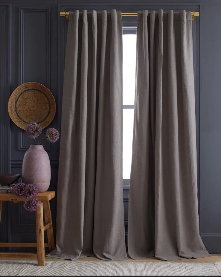 Quince 100% Cotton Grey Slub Room Darkening Curtains Drapes 48″ x 96″ 2 Panels!