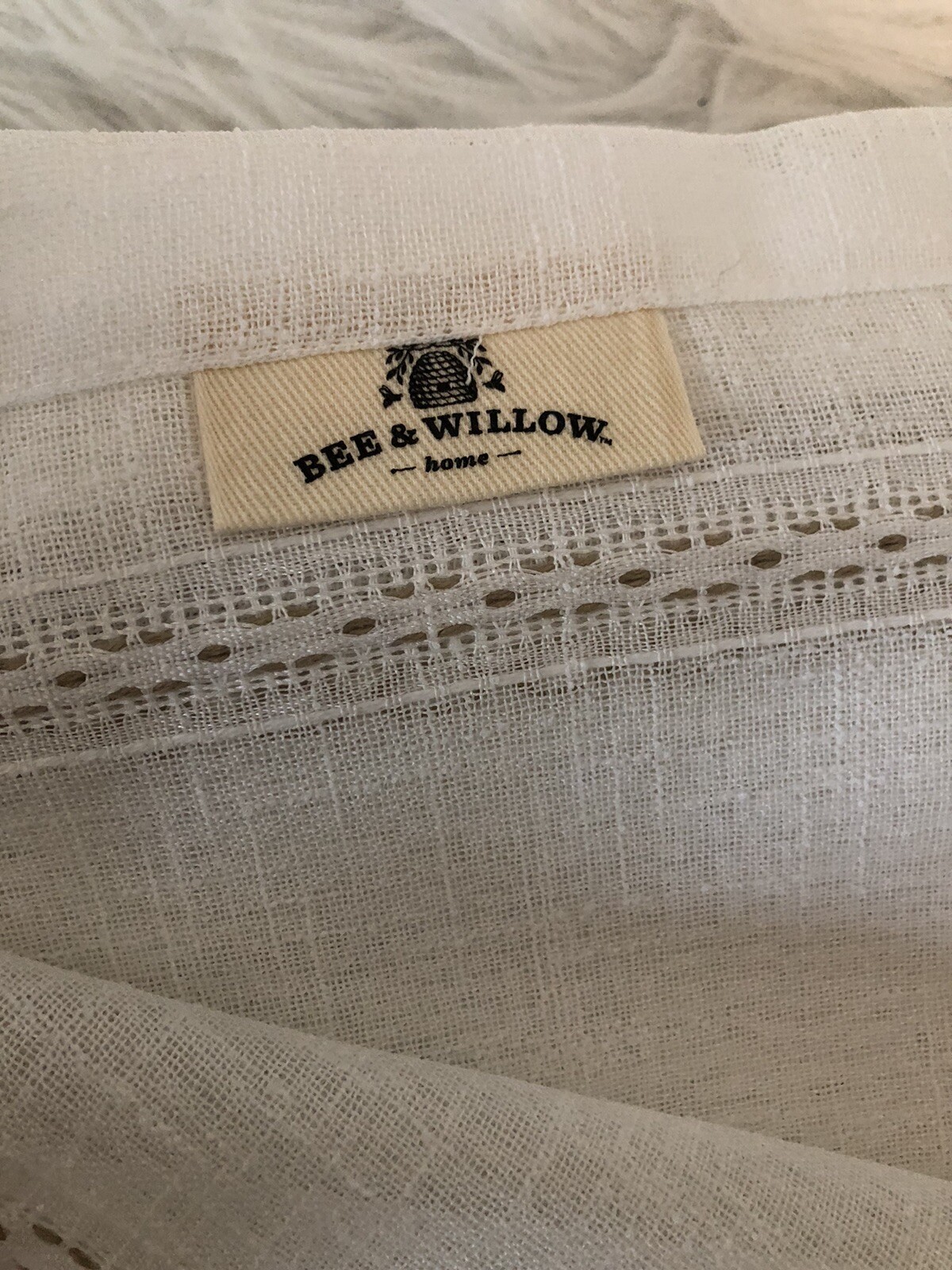 3 Bee & Willow Home Textured Herringbone Rod Pocket Back Tab Panel 51x95in Cream