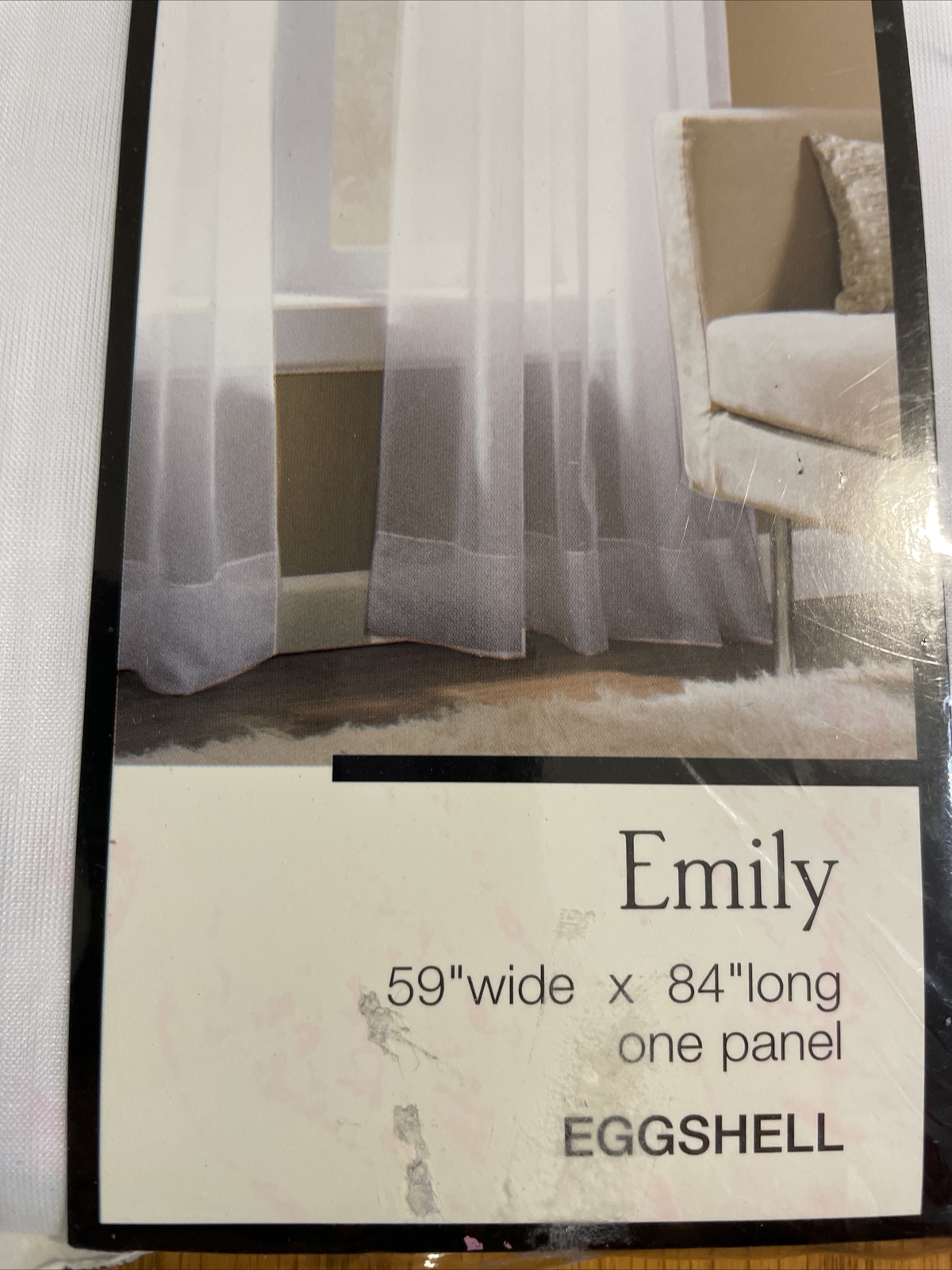 Sheer Eggshell Window Curtain Panel 59 in Wide x 84 in Long Emily ONE Panel