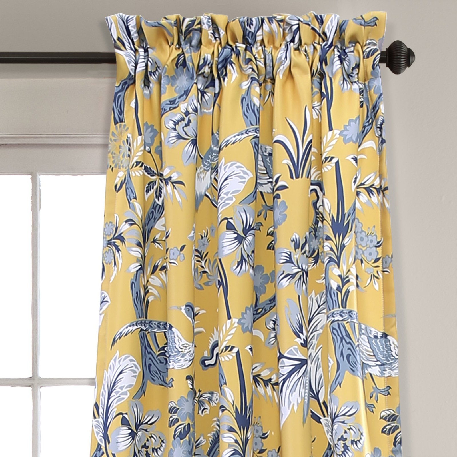 Dolores Light Filtering Window Panels, Pair, 52″ W x 84″ L, Yellow – Floral C…