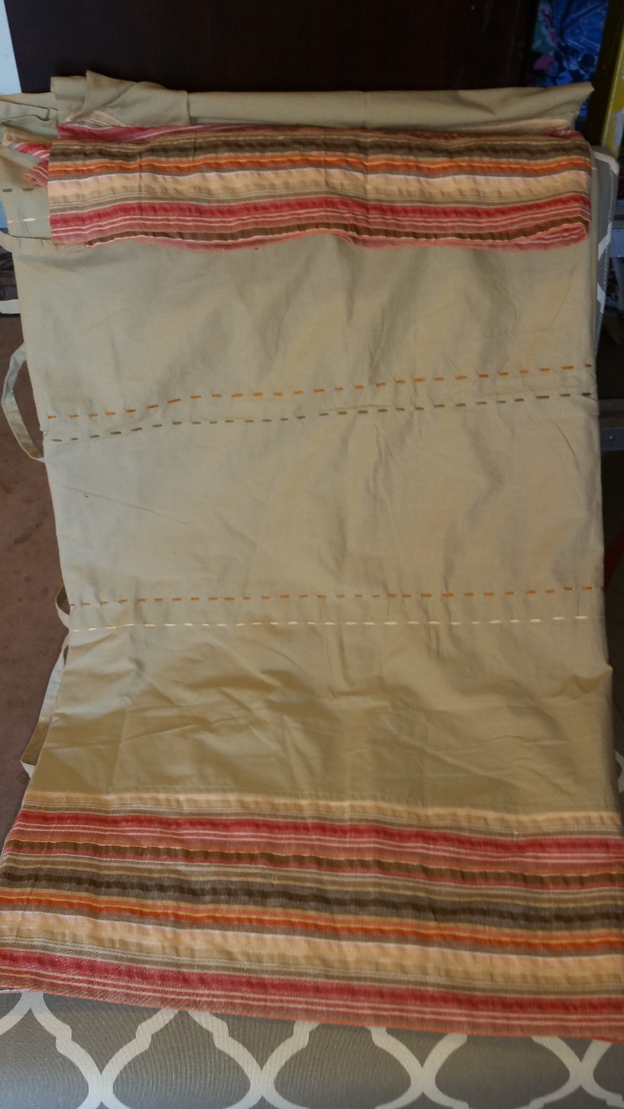 World Market “Beige Stripe” Lightweight Drape Panel 44″ X 84″