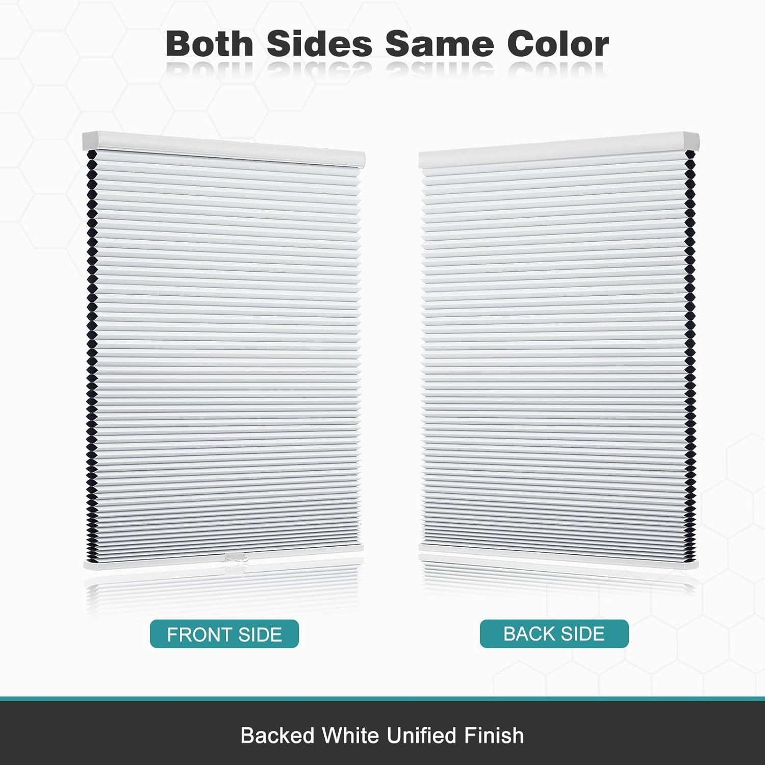 White Cordless Blackout Honeycomb Shades 34×72 for Windows and Doors