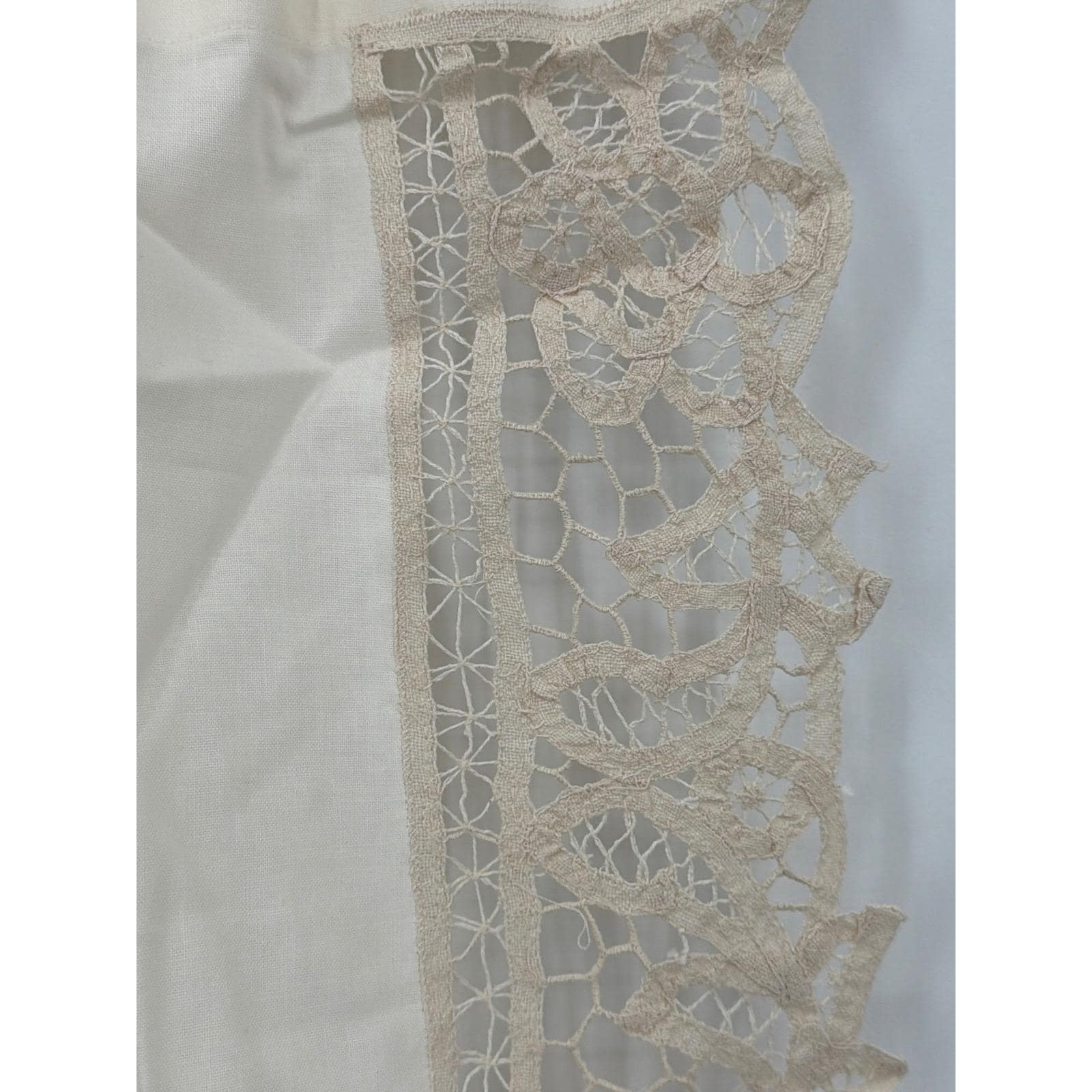 Martha Stewart Battenberg Lace Cafe Curtains 100% Cotton Cream 2 Pairs 36L 24L