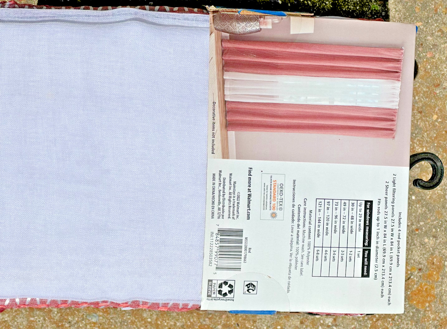 Mainstays 84 inch window set 4 pieces Rod pocket Red- India Inspired New