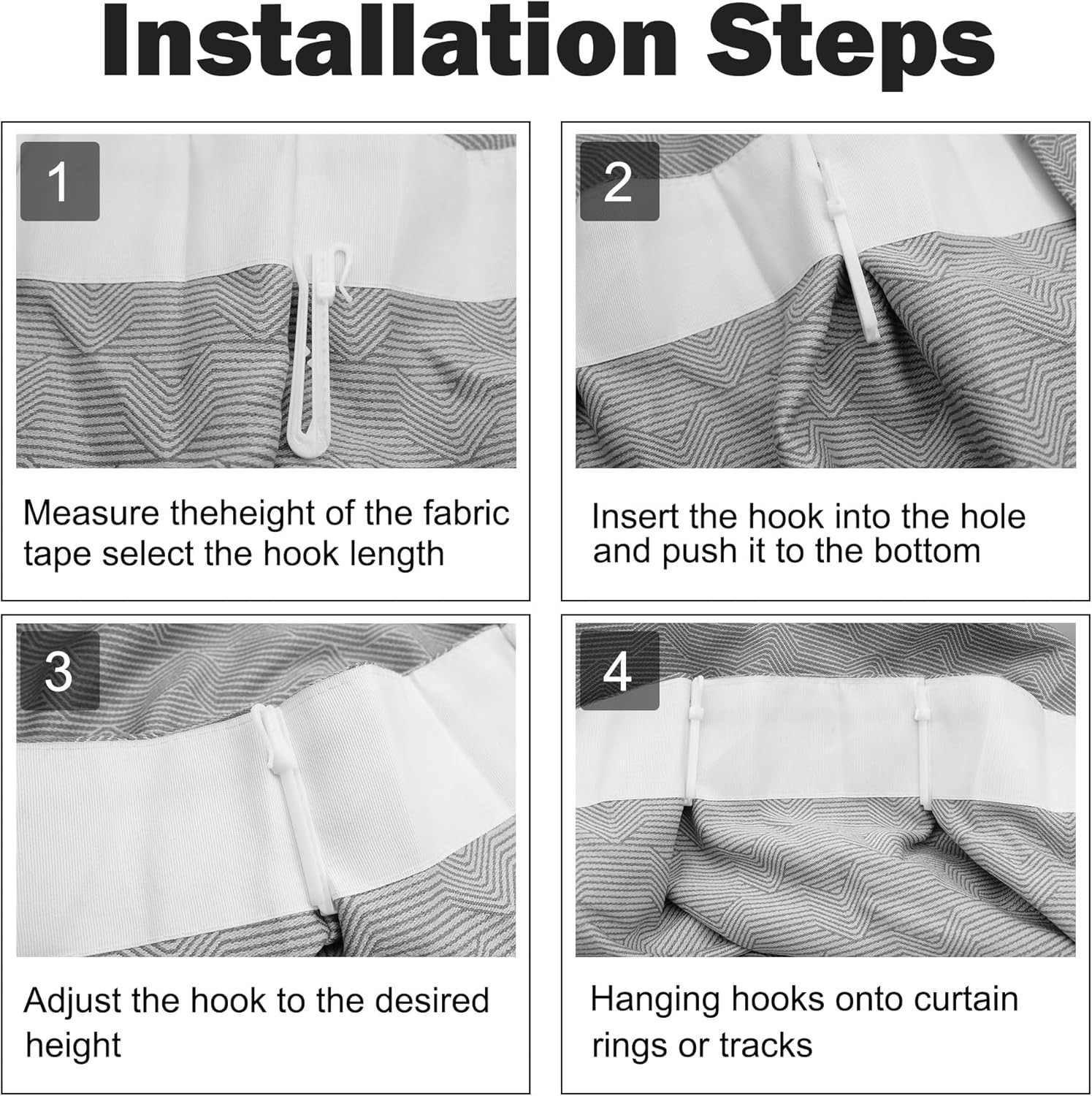 80 Pcs Plastic Curtain Hooks,Adjustable Pinch Pleat Curtain Hooks Curtain Clips,