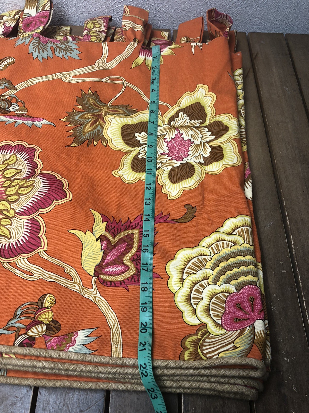 Custom Made Jacobean Floral Valance Orange Multicolor Rod Pocket 272×22″ Lined