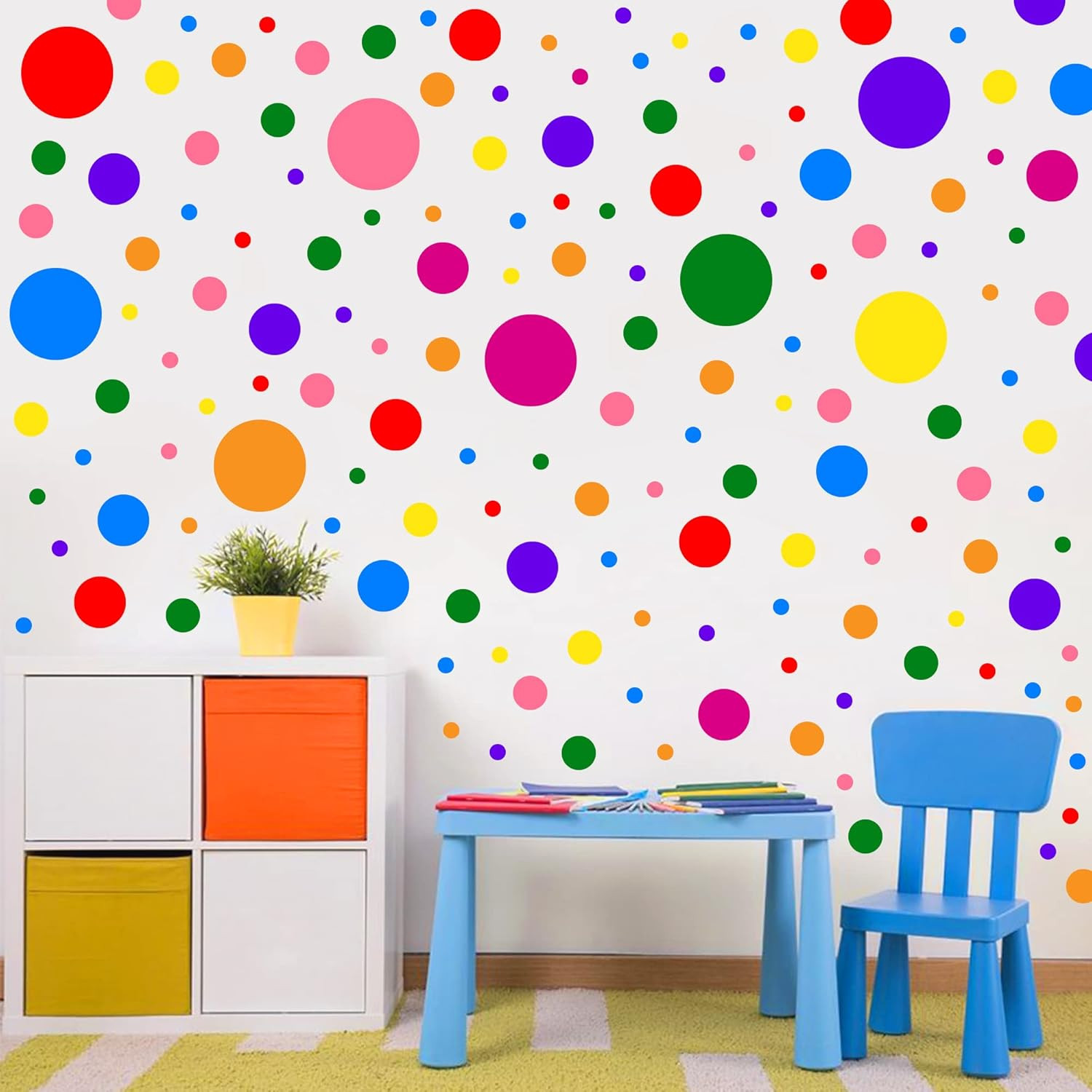 1240Pcs Polka Dot Wall Decals Colorful Boho Decal Peel and Stick Rainbow
