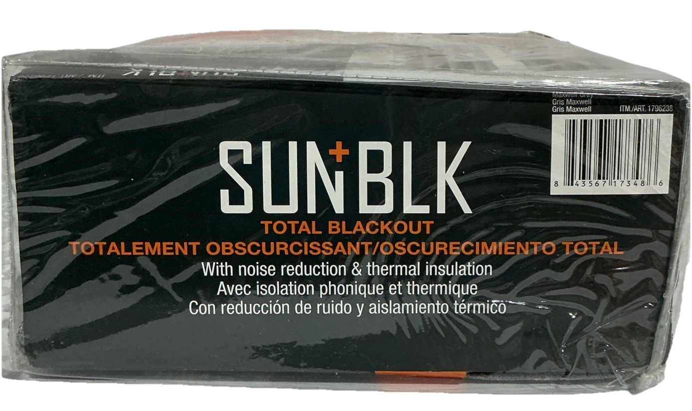 SUN+BLK Total Blackout Window Curtains, 52” x 84”, 2-piece Set. Maxwell Grey
