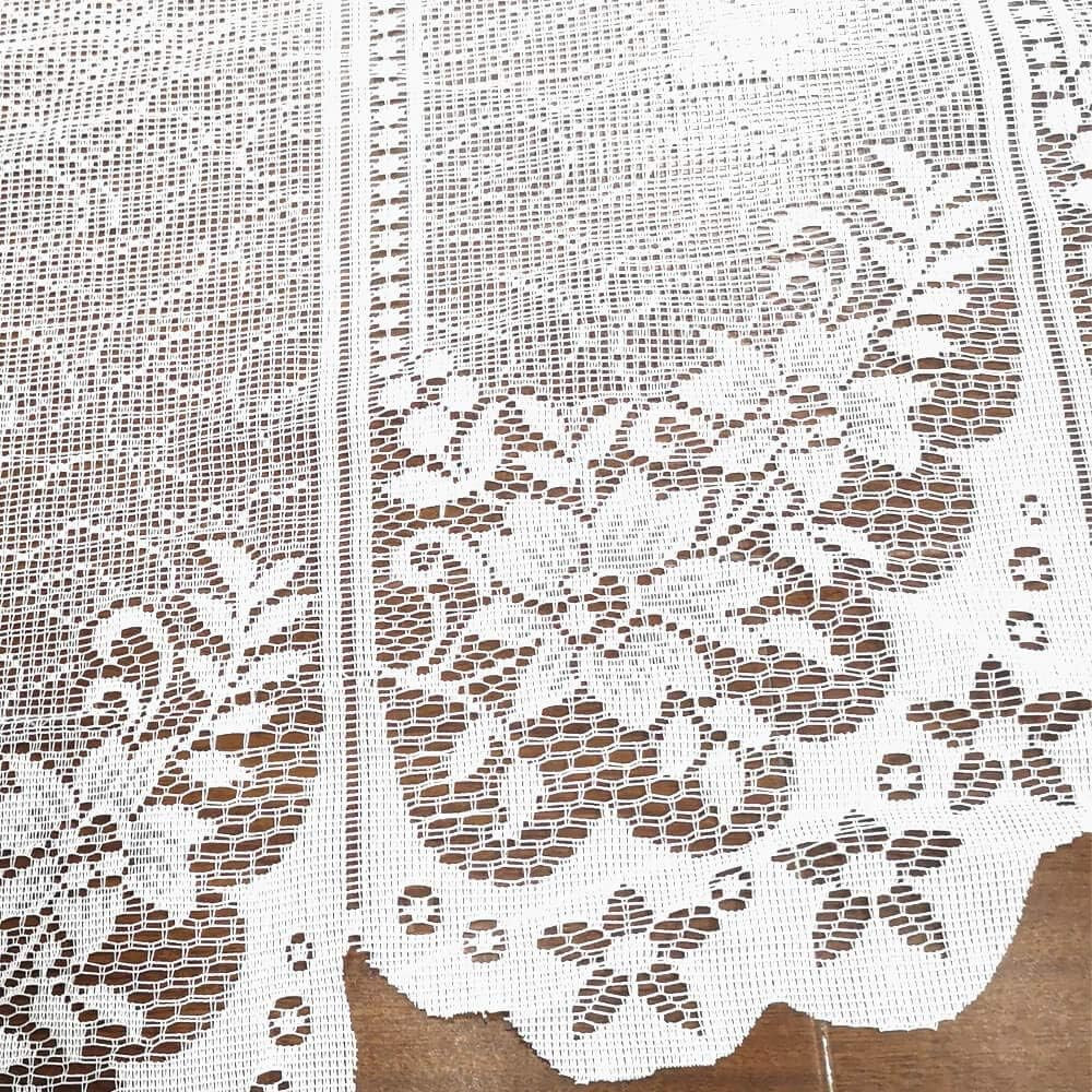 White Lace Swag Valance Curtains for Kitchen, Sheer Floral Embroidery Window Val