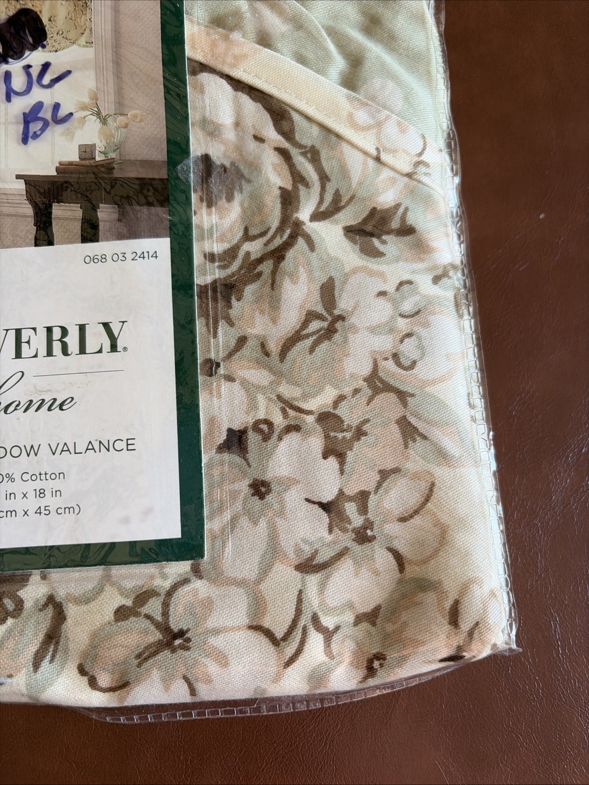 NEW Waverly Home Floral Tan Green Brown Scalloped Valance 72” x 18”