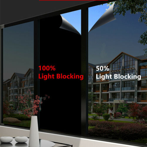 Blackout Window Film Privacy Room 100% Light Blocking Darkening Static Cling