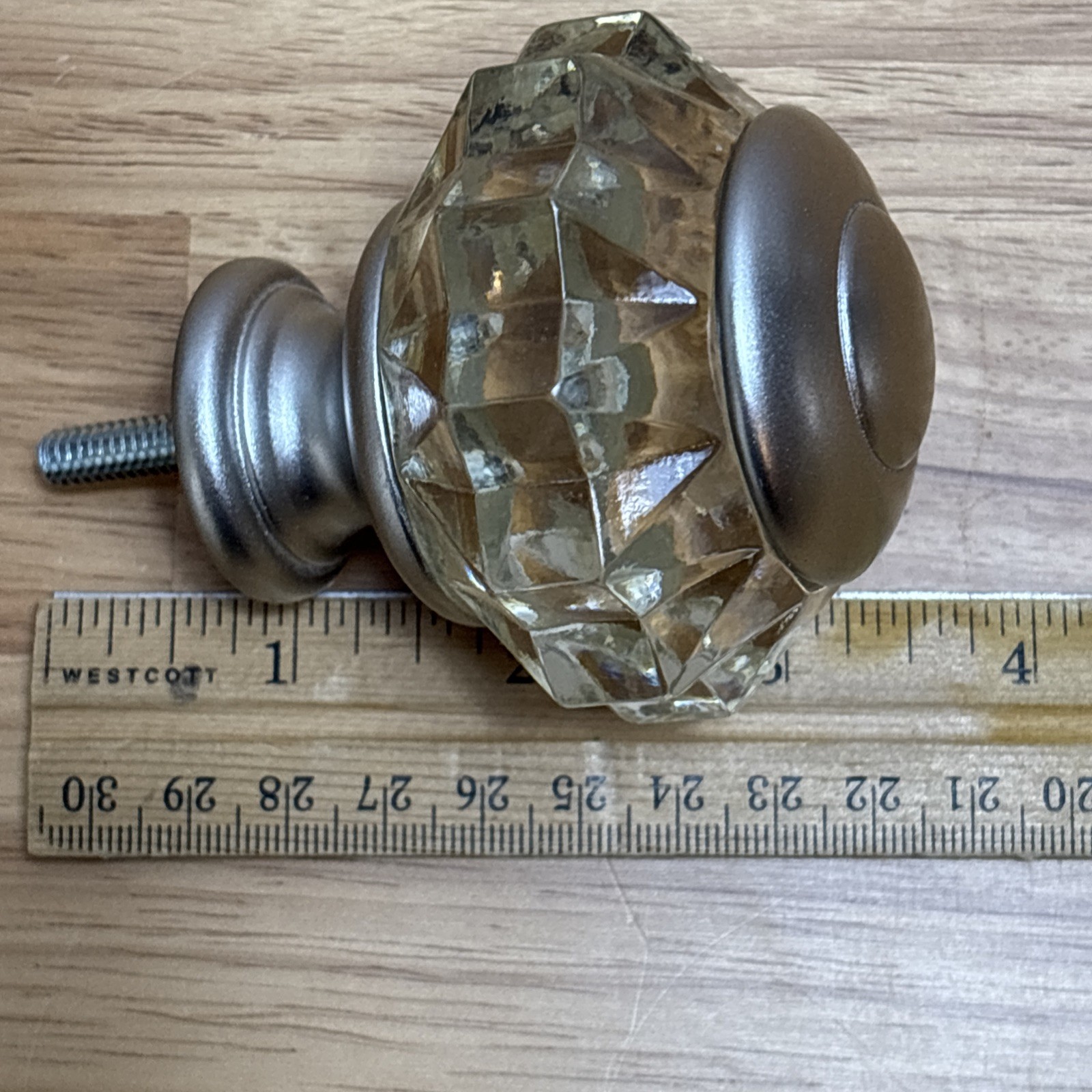 (2) Home Decorators Faceted Acrylic Sphere Satin Nickel Curtain Rod Finial NOB