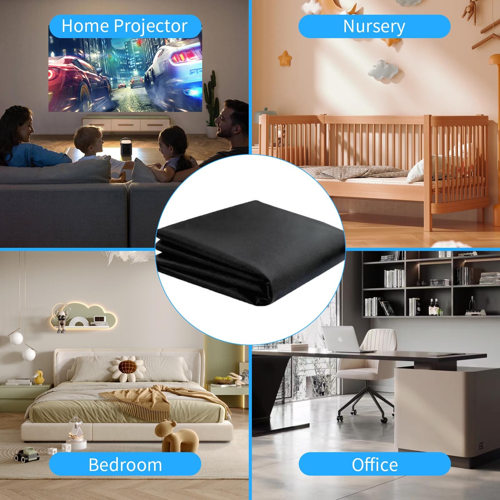 Magnetic Blackout Window Cover, 100% Blackout Shades for Bedroom No Drill Bla…