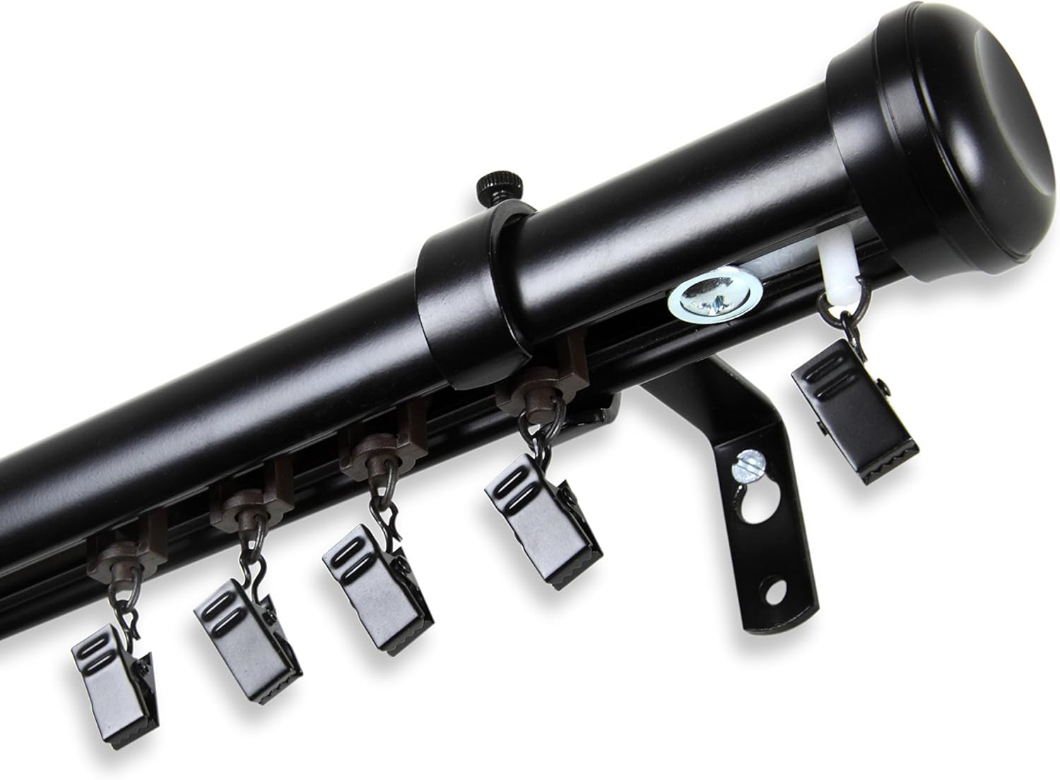 Mango Black Cordless Traverse Rod 86-120 Inch for Elegant Window Treatment