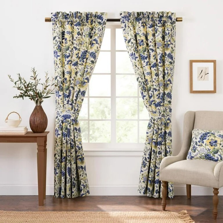 Ellis Curtain Regency Jacobean Floral Imperial Dress Drapery Panels and Valances