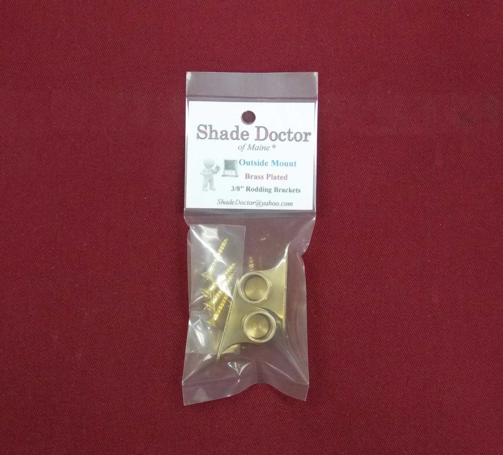 OUTSIDE MOUNT Brass Plated BRACKETS for 3/8″ Rodding Doors & Sidelights (1-Pair)