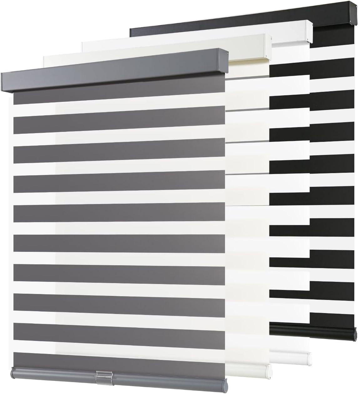 Cordless Zebra Blinds for Windows Pull down Roller Window Shades Dual Layer Ligh