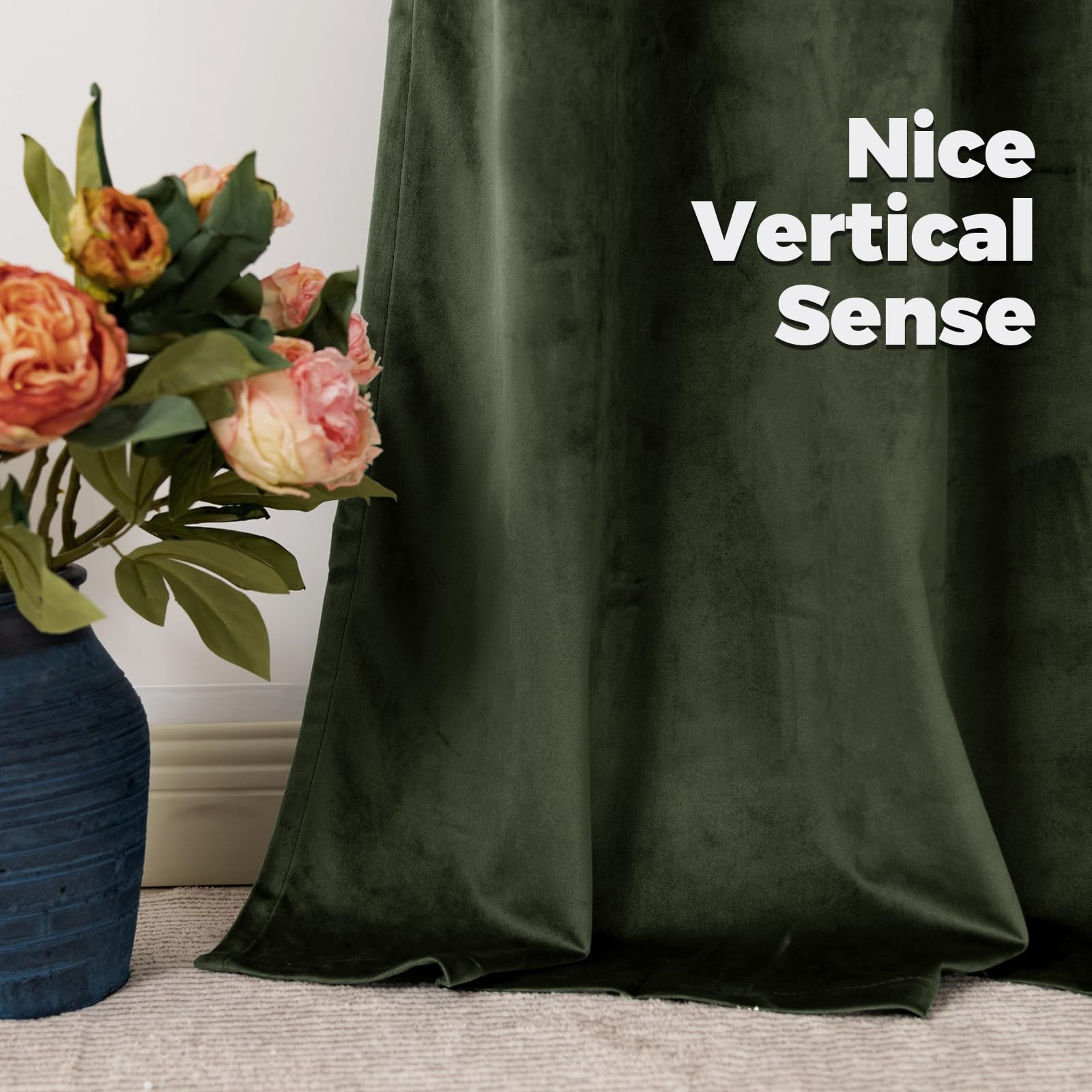 Olive Green Velvet Blackout Curtains 84 Thermal Insulated Room Darkening Drapes